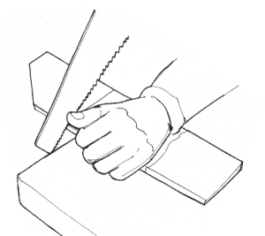 illustration of improper wood saw technique